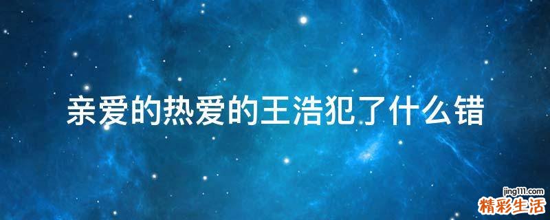 亲爱的热爱的王浩犯了什么错
