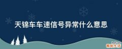 天锦车车速信号异常什么意思