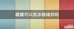 眼膜可以放冰箱储存吗