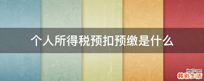 个人所得税预扣预缴是什么