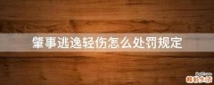 肇事逃逸轻伤怎么处罚规定