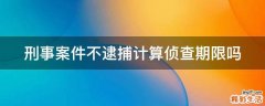 刑事案件不逮捕计算侦查期限吗