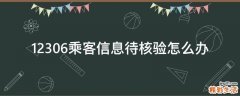 12306乘客信息待核验怎么办