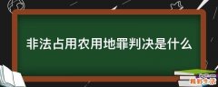 非法占用农用地罪判决是什么