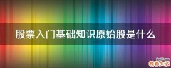 股票入门基础知识原始股是什么