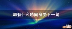 哪有什么感同身受下一句