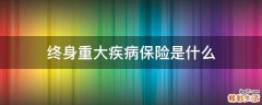 终身重大疾病保险是什么