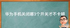 华为手机关闭哪3个开关才不卡顿