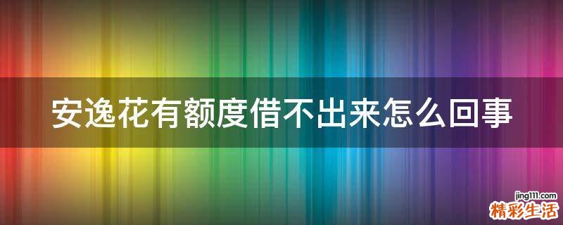 安逸花有额度借不出来怎么回事