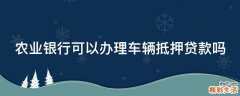农业银行可以办理车辆抵押贷款吗