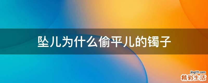 坠儿为什么偷平儿的镯子