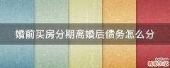 婚前买房分期离婚后债务怎么分