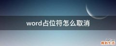word占位符怎么取消