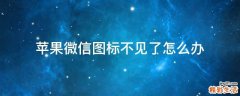 苹果微信图标不见了怎么办