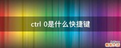 ctrl+0是什么快捷键