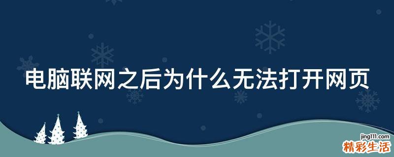 电脑联网之后为什么无法打开网页