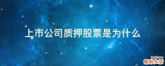 上市公司质押股票是为什么
