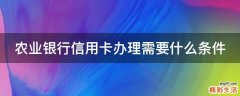 农业银行信用卡办理需要什么条件