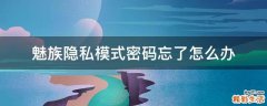 魅族隐私模式密码忘了怎么办