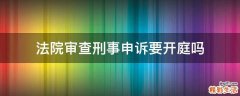 法院审查刑事申诉要开庭吗