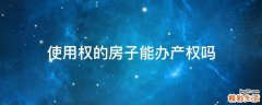 使用权的房子能办产权吗