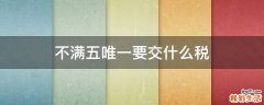 不满五唯一要交什么税