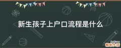 新生孩子上户口流程是什么