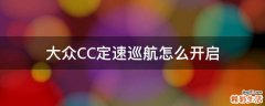 大众CC定速巡航怎么开启