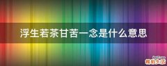 浮生若茶甘苦一念是什么意思