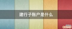 建行子账户是什么