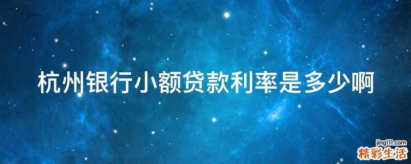 杭州银行小额贷款利率是多少啊