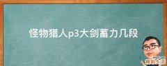 怪物猎人p3大剑蓄力几段