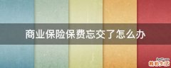 商业保险保费忘交了怎么办