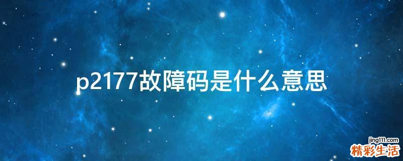 p2177故障码是什么意思