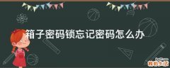 箱子密码锁忘记密码怎么办