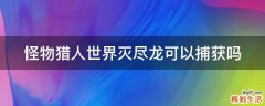 怪物猎人世界灭尽龙可以捕获吗