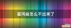 翟鸿燊怎么不出来了