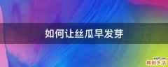 如何让丝瓜早发芽