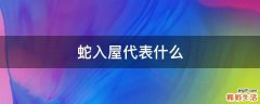 蛇入屋代表什么
