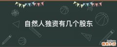 自然人独资有几个股东