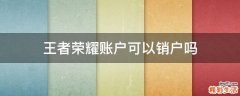 王者荣耀账户可以销户吗