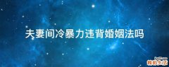 夫妻间冷暴力违背婚姻法吗