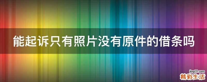 能起诉只有照片没有原件的借条吗