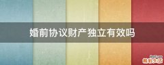 婚前协议财产独立有效吗