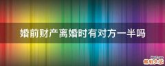 婚前财产离婚时有对方一半吗