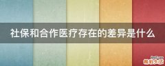 社保和合作医疗存在的差异是什么
