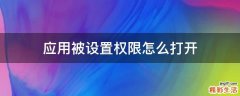 應(yīng)用被設(shè)置權(quán)限怎么打開