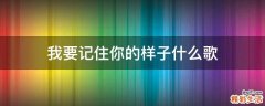 我要记住你的样子什么歌