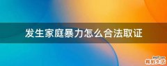 发生家庭暴力怎么合法取证