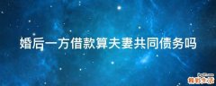 婚后一方借款算夫妻共同债务吗